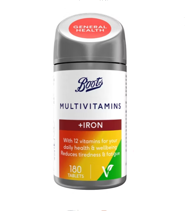 Boots multivitamins plus iron 6 months supply